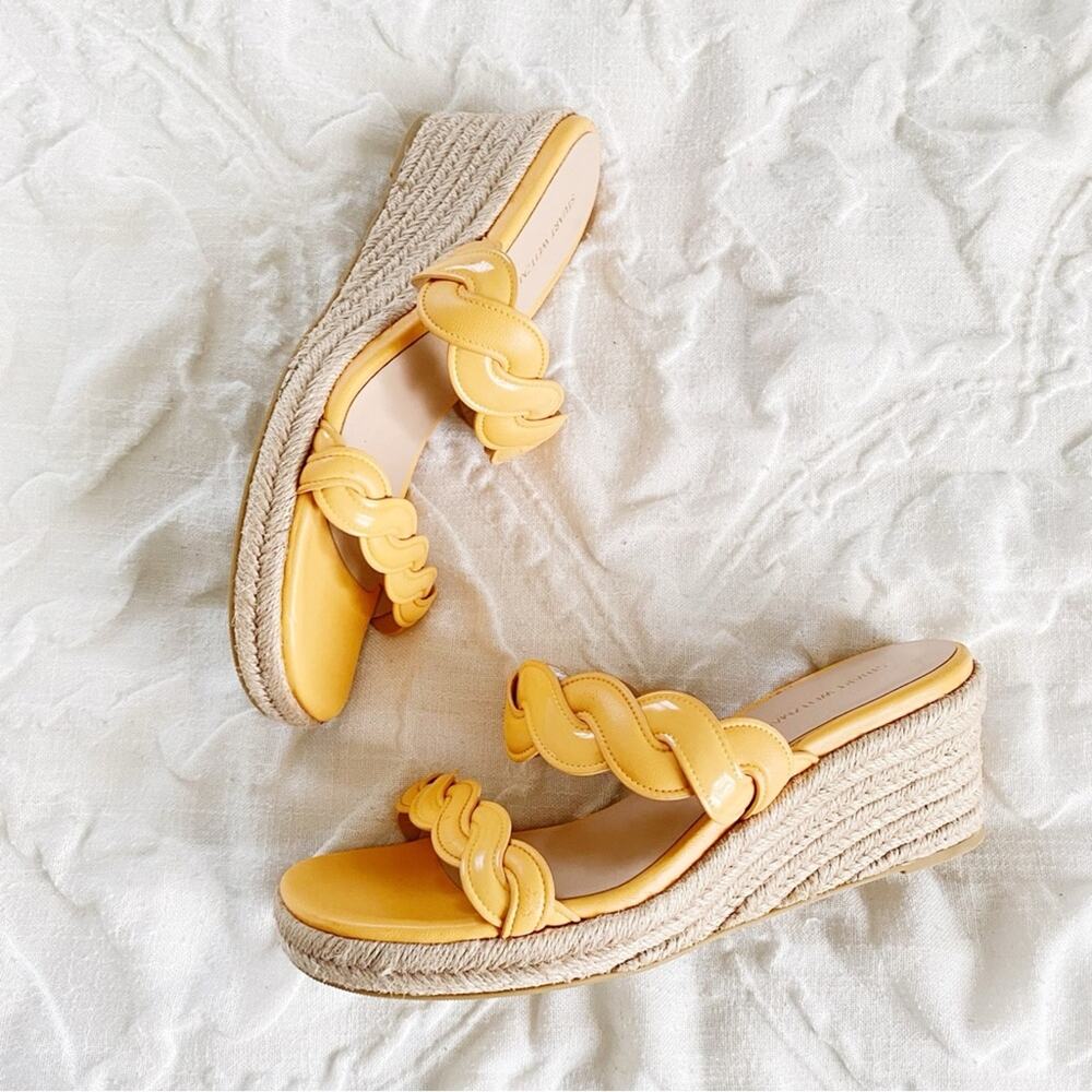 Stuart Weitzman Twist Espadrille Wedge Sandal Size 7 New - Picture 8 of 10
